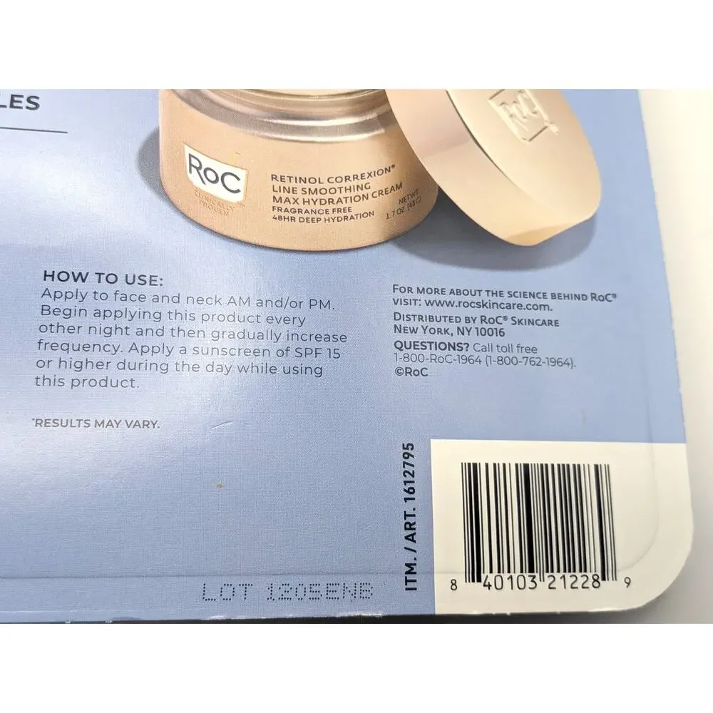 ROC Retinol Correxion Max Hydration Cream Fragrance Free 3.4 oz & 1.7 oz NEW